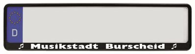 Nummernschildhalter mit dem Aufdruck „Musikstadt Burscheid“